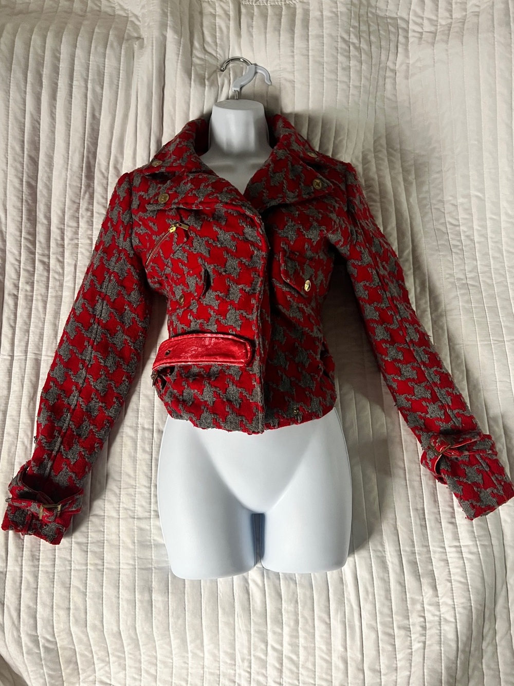 vintage y2k Apple Bottom GRAIL - Houndstooth Belted zip-up/buttoned Jacket
